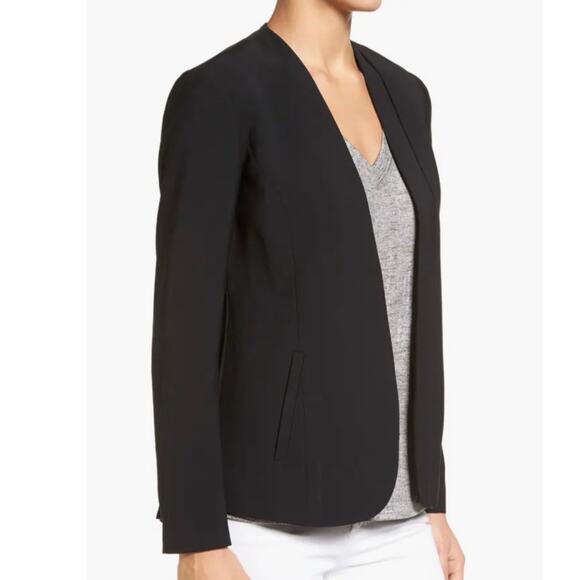Trouve Nordstrom Black Pleated Flowy Chiffon Ethereal Back Open Jacket Blazer XS - Picture 5 of 10